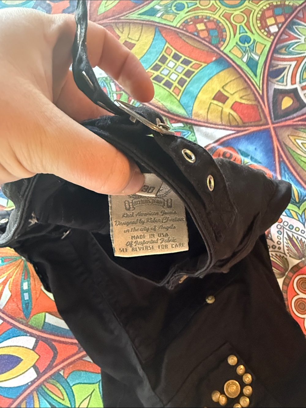 Robin's Jean Black Studded Cargo Capris - Picture 6 of 9